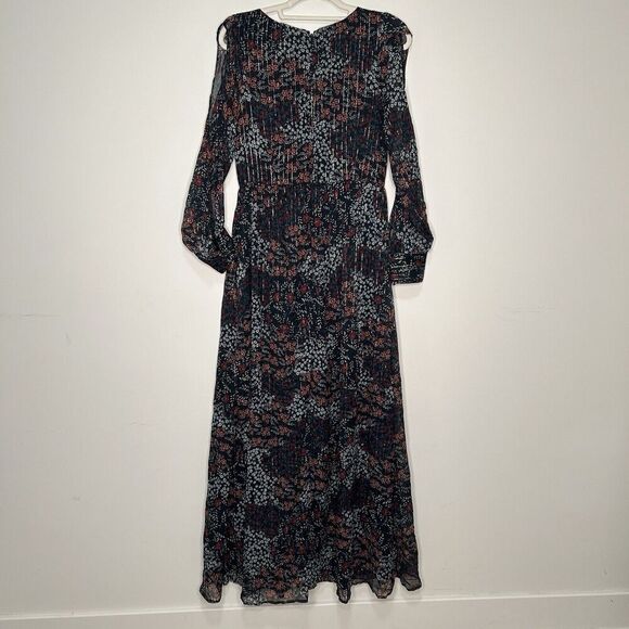 ModCloth Dress Womens Medium Twirl & Arch Maxi Chiffon Multicolored Floral Flaws - Picture 9 of 12
